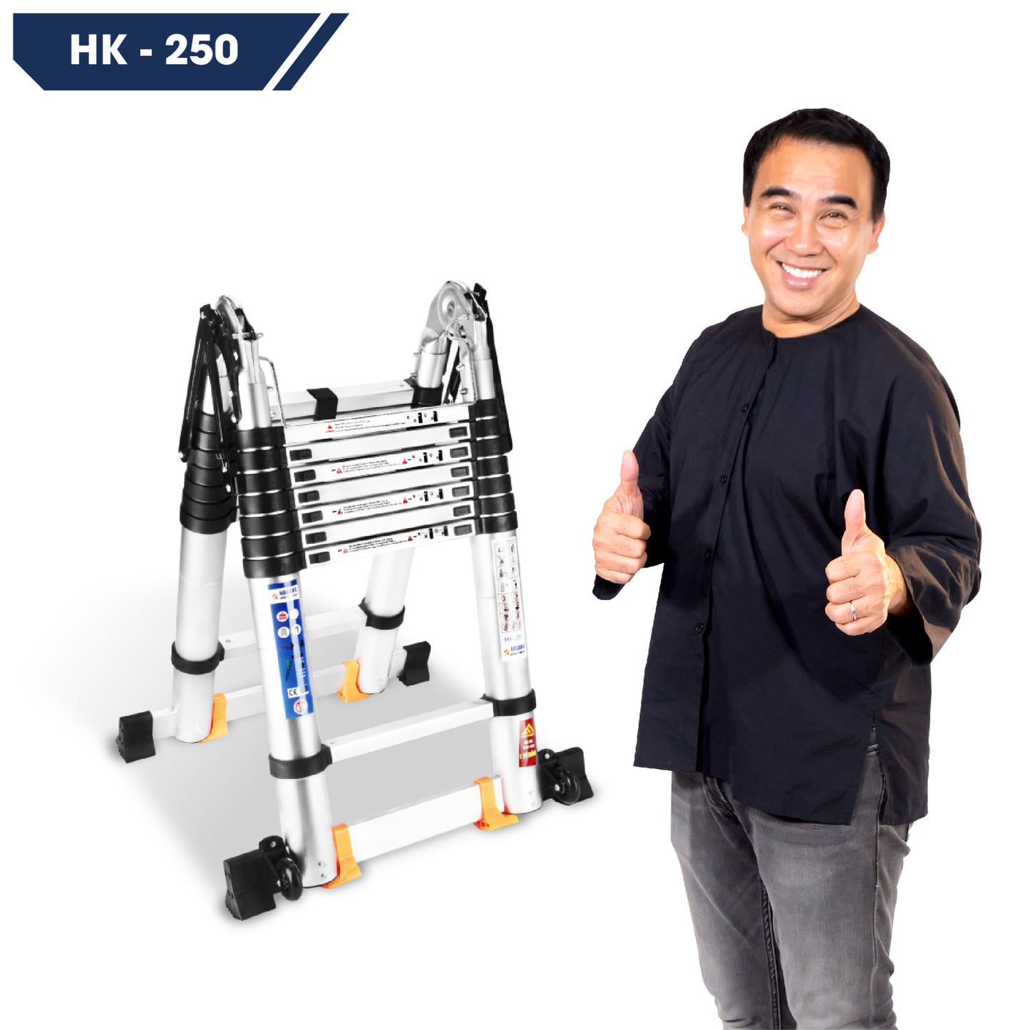 Thang nhôm rút đôi chữ A HAKAWA HK-250